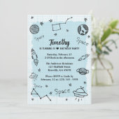 キッズ宇宙宇宙飛行士かわいい誕生日 招待状 (スタンド正面)