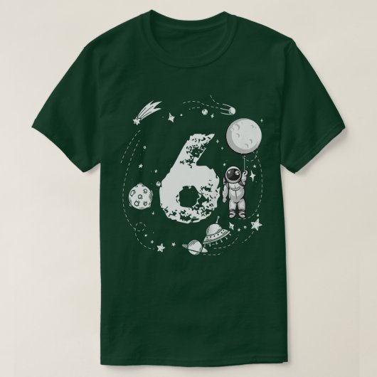 キッズ宇宙宇宙飛行士6誕生日のために6 Tシャツ (デザイン正面)