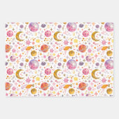 キッズ宇宙惑星の白い背景 ラッピングペーパーシート (正面2)