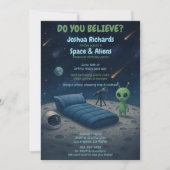 キッズ宇宙銀河系エイリアンスリーポバーバースデーパーティー 招待状 (正面)