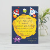 キッズ宇宙銀河系惑星エイリアン誕生日パーティー 招待状 (スタンド正面)