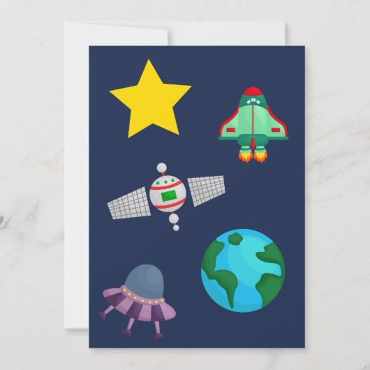 キッズ宇宙銀河系惑星エイリアン誕生日パーティー 招待状 (裏面)