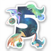 キッズ宇宙飛行士宇宙恐竜第5誕生日 シール (正面)