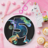 キッズ宇宙飛行士宇宙恐竜第5誕生日 ペーパープレート (パーティー)