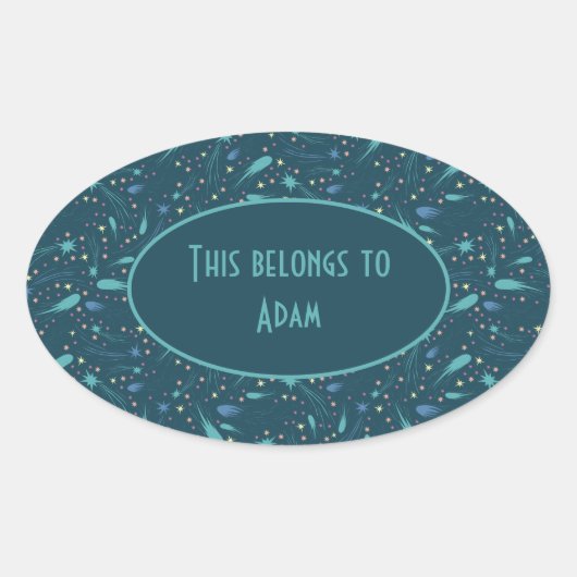 キッズ射撃、 発砲スターコメットスターリースカイスターライト 楕円形シール (正面)