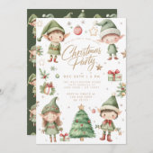 キッズ小妖精や小人小人クリスマスパーティー 招待状 (正面/裏面)