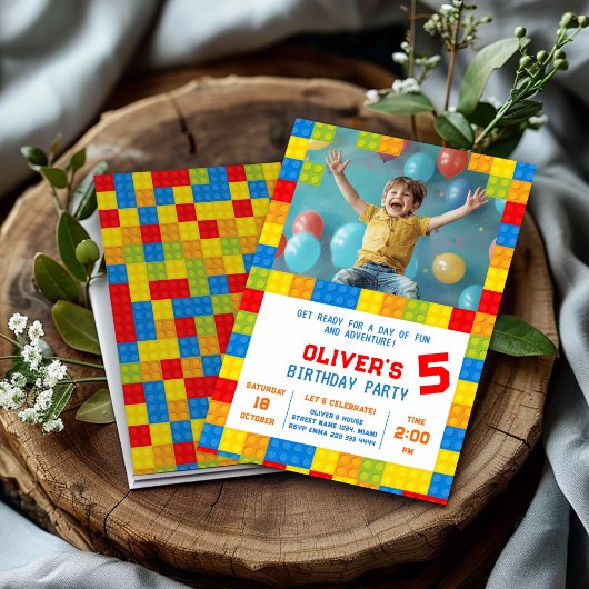 キッズ建物ブロック誕生日 招待状