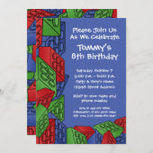 キッズ建物建築が誕生パーティーを阻止 招待状 (正面/裏面)