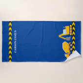 キッズ建築カスタム車ボーイズブルー ビーチタオル (正面)