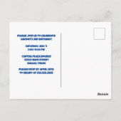 キッズ建築ダンプトラックブルーバースデーパーティー ポストカード (裏面)