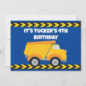 キッズ建築ダンプトラックボーイズ誕生日パーティー 招待状 (正面)