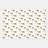 キッズ建築トラッククレーン誕生日ギフト ラッピングペーパーシート (正面3)