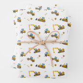 キッズ建築トラッククレーン誕生日ギフト ラッピングペーパーシート (インサイチュ)