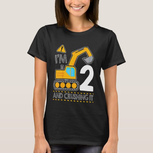 キッズ建築トラック2nd誕生日I'm 2 And Cru Tシャツ (正面)