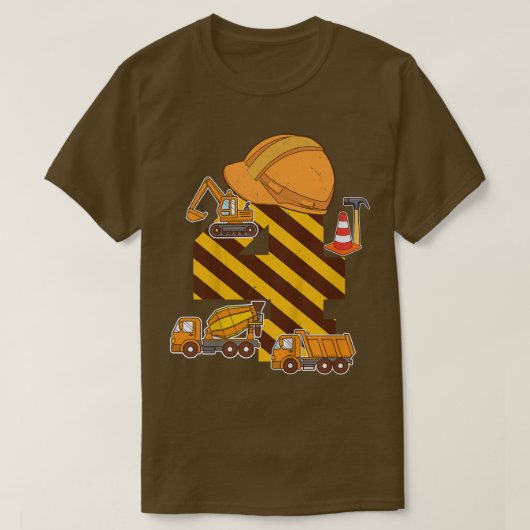 キッズ建築トラック4thバースデーボーイショベル tシャツ (デザイン正面)
