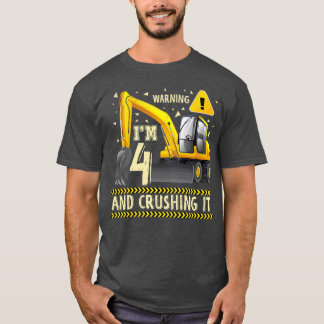 キッズ建築トラック4th誕生日4歳D Tシャツ