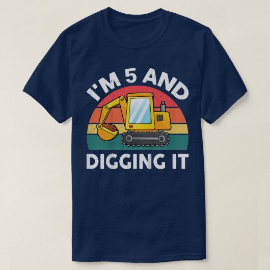 キッズ建築トラック5th誕生日5歳D Tシャツ (デザイン正面)