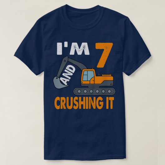 キッズ建築トラック7誕生日少年7年O Tシャツ (デザイン正面)