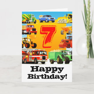 キッズ建築トラック7誕生日 カード