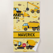 キッズ建築ボーイズディガーカスタム ビーチタオル (正面)