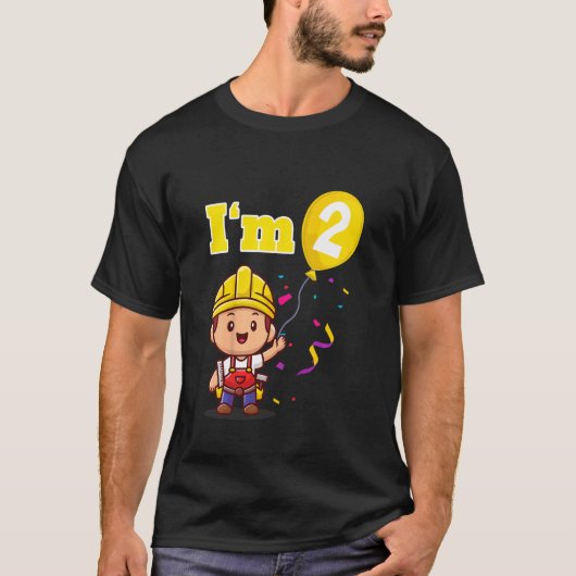 キッズ建築ワーカービルダーI'm 2 Second Tシャツ (正面)