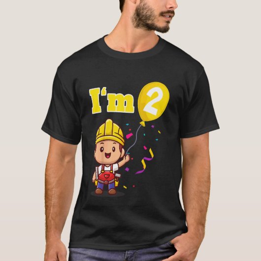 キッズ建築ワーカービルダーI'm 2 Second Tシャツ (正面)