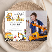 キッズ建築水彩写真誕生日パーティー 招待状