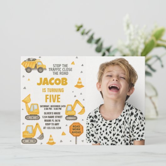 キッズ建築誕生日招待状(写真あり) 招待状 (スタンド正面)