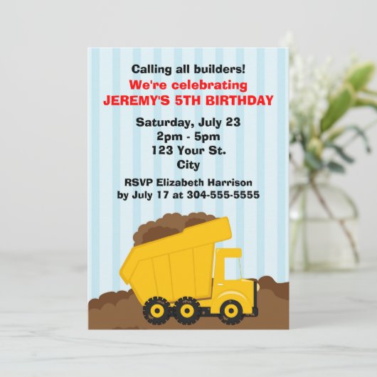 キッズ建築誕生日 招待状 (スタンド正面)