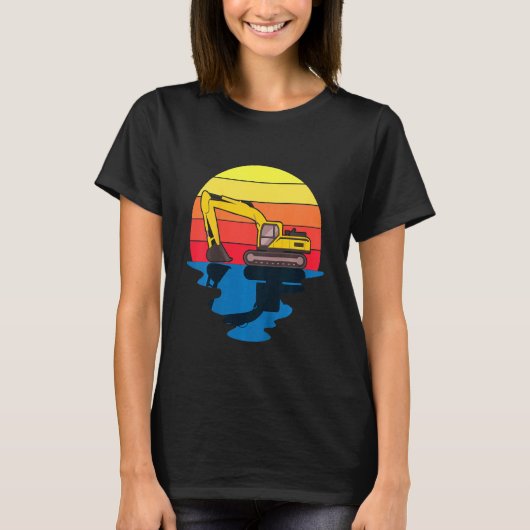 キッズ建築車の掘削機 Tシャツ (正面)