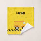 キッズ建築車カスタム両イエローボーイズ バスタオルセット (ウォッシュタオル)