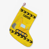 キッズ建築車カスタム両ボーイズ名イエロー スモールクリスマスストッキング (正面 (吊り時))