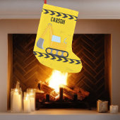 キッズ建築車カスタム両ボーイズ名イエロー スモールクリスマスストッキング