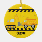 キッズ建築車カスタム車ボーイズクリスマス セラミックオーナメント (正面)