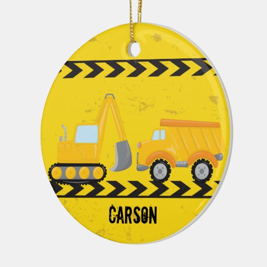 キッズ建築車カスタム車ボーイズクリスマス セラミックオーナメント (左)