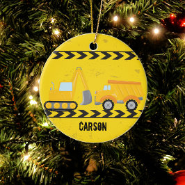 キッズ建築車カスタム車ボーイズクリスマス セラミックオーナメント