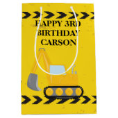 キッズ建築車カスタム車ボーイズ誕生日 ミディアムペーパーバッグ (正面)