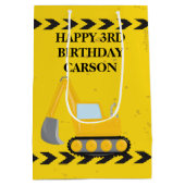 キッズ建築車カスタム車ボーイズ誕生日 ミディアムペーパーバッグ (裏面)