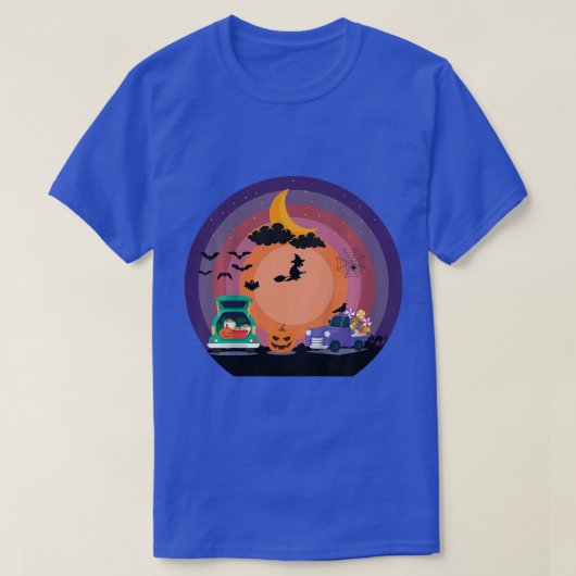キッズ建築車ハロウィンクレーントラックPu Tシャツ (デザイン正面)