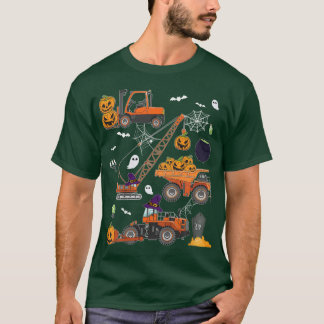 キッズ建築車ハロウィンクレーントラックPu Tシャツ