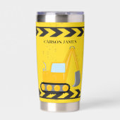 キッズ建築車パーソナライズされた少年 保温保冷タンブラー (正面)