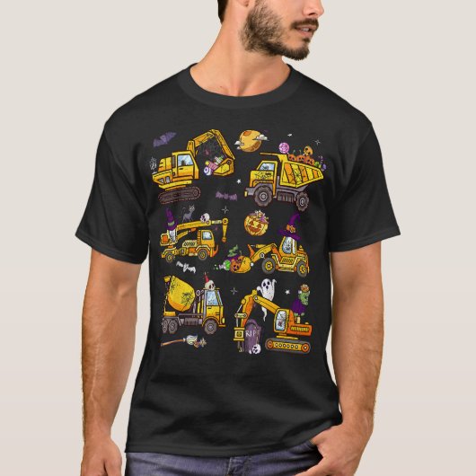 キッズ建築車両ハロウィーン掘削機トッド Tシャツ (正面)