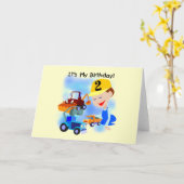 キッズ建築2歳の誕生日Tシャツと贈り物 カード (黄色い花)