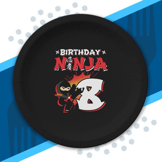 キッズ忍者誕生日パーティギフト – 8歳 ペーパープレート