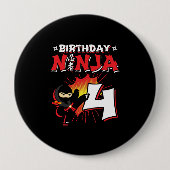 キッズ忍者誕生日パーティーギフト – 4歳 缶バッジ (正面)