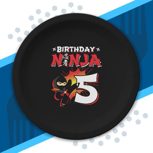 キッズ忍者誕生日パーティーギフト – 5歳 ペーパープレート
