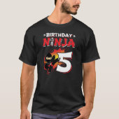 キッズ忍者誕生日パーティーギフト – 5歳 Tシャツ (正面)