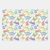 キッズ恐竜の動物の白い色の誕生日プレゼント ラッピングペーパーシート (正面)