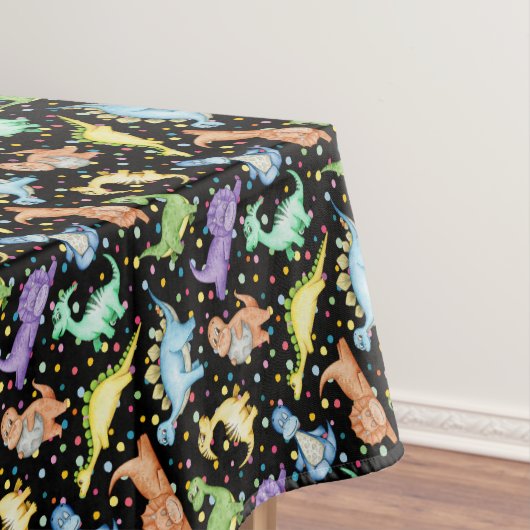 キッズ恐竜の動物の黒い色の綿の食事 テーブルクロス (インサイチュ)