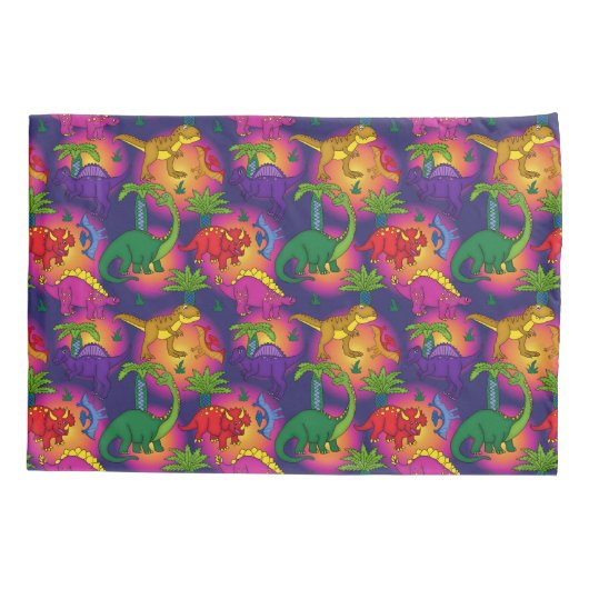 キッズ恐竜の明るいカラフル男の子パターン(の模様が)あるたち 枕カバー (裏面)